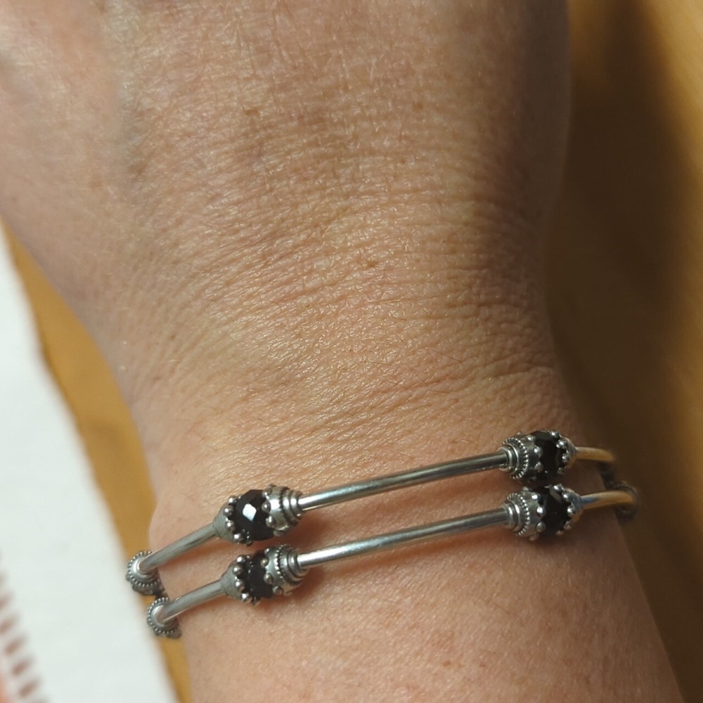 Silver black acrylic bracelet